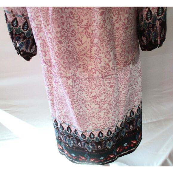 Loft Women's White & Pink Floral Print 3/4 Sleeve Off The Shoulder Dress Size M. - Picture 7 of 9